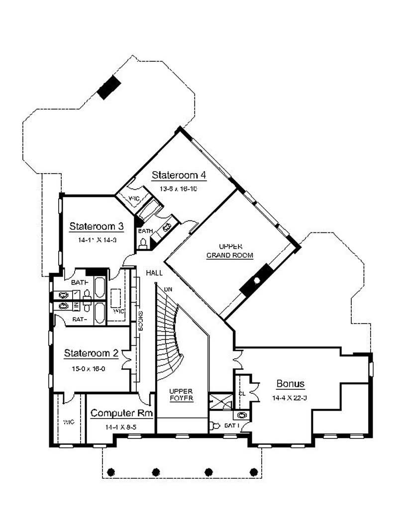 Floor Plan Second Story of Colonial Plan #106-1192
