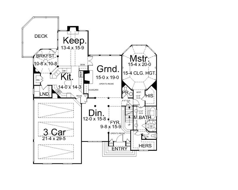 Floor Plan First Story of European Plan #106-1194