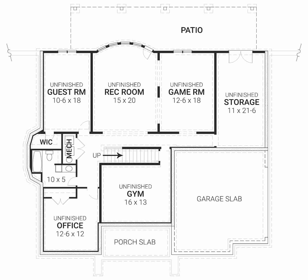 Basement of Georgian Plan #106-1199