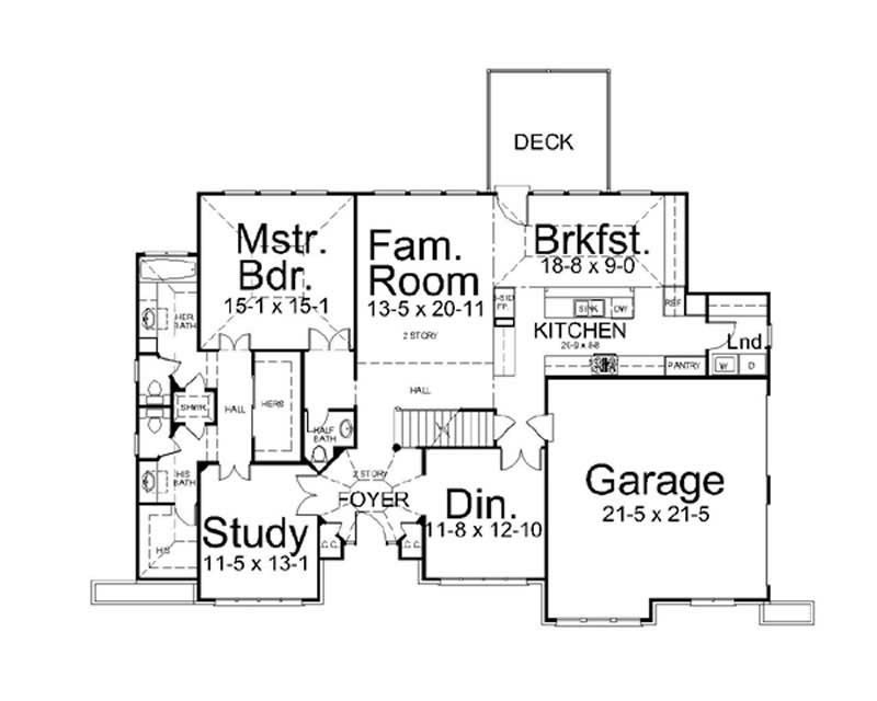 Floor Plan First Story of European Plan #106-1201