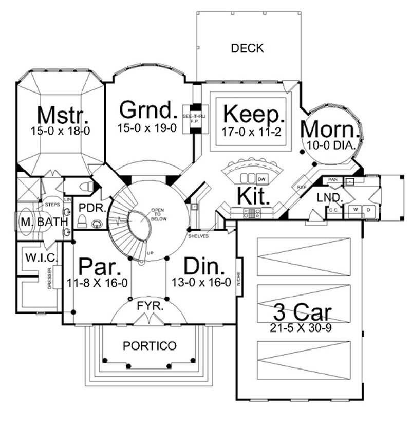 Floor Plan First Story of Colonial Plan #106-1202