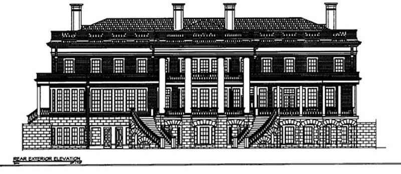 Home Plan Rear Elevation of this 6-Bedroom,8210 Sq Ft Plan -106-1206