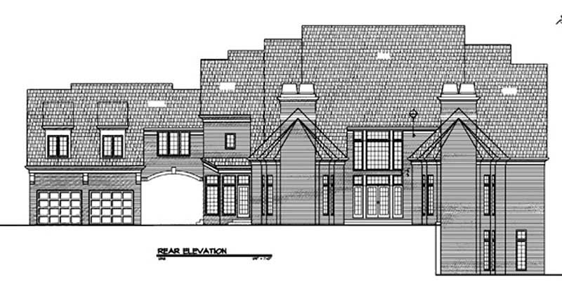 Home Plan Rear Elevation of this 4-Bedroom,4589 Sq Ft Plan -106-1207