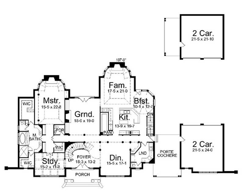 Floor Plan First Story of Colonial Plan #106-1207