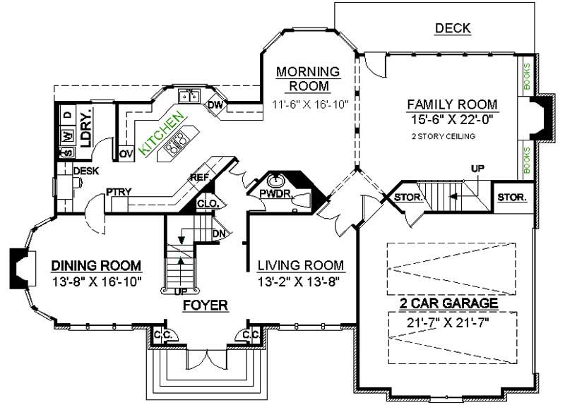 Floor Plan First Story of European Plan #106-1211