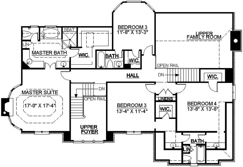Floor Plan Second Story of European Plan #106-1211