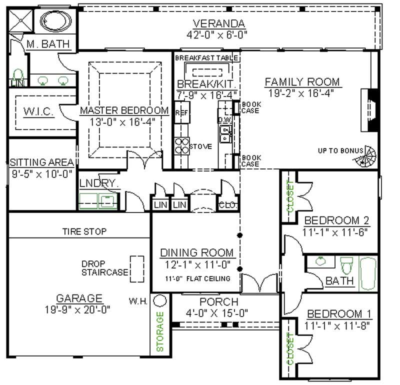 Floor Plan First Story of European Plan #106-1212