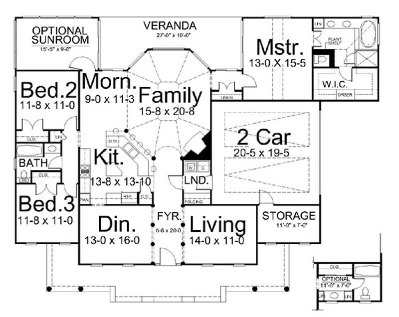 Floor Plan First Story of European Plan #106-1213