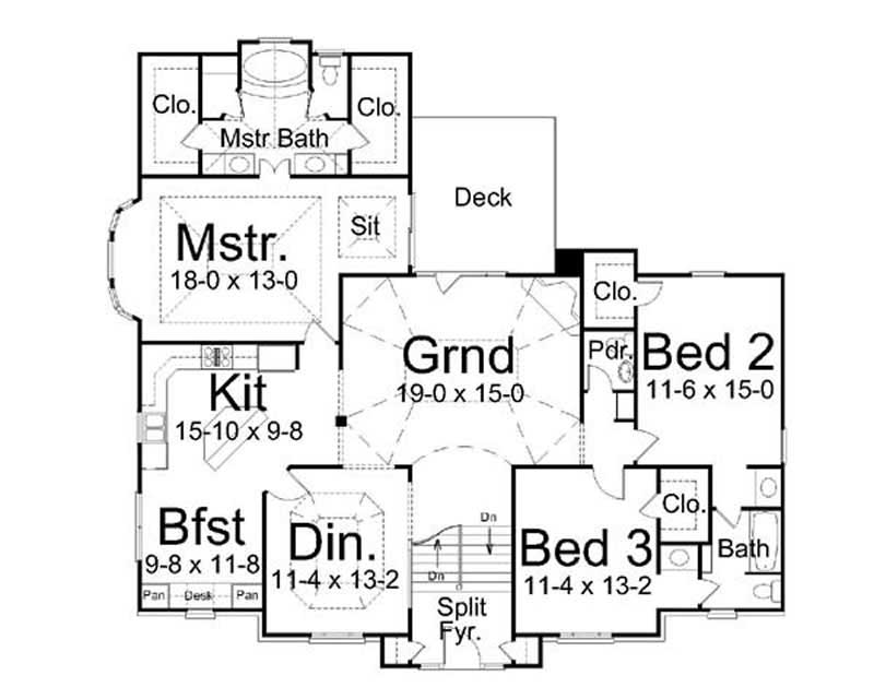 Floor Plan First Story of European Plan #106-1214