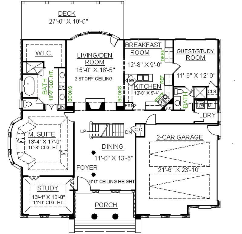 Floor Plan First Story of European Plan #106-1215