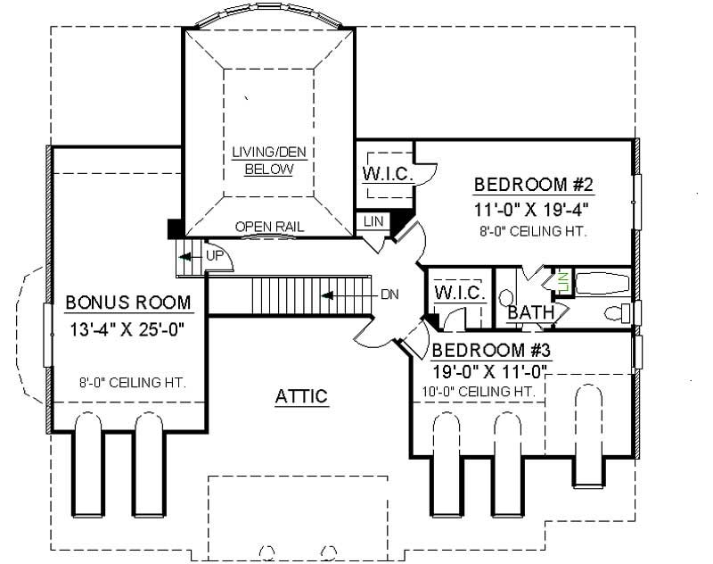 Floor Plan Second Story of European Plan #106-1215