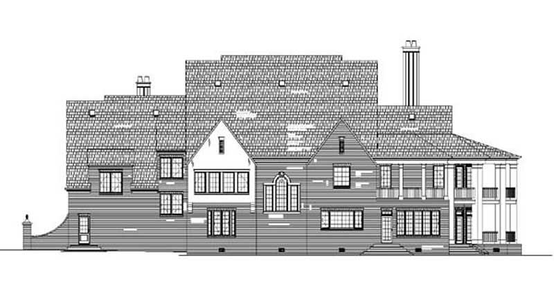 Home Plan Rear Elevation of this 4-Bedroom,5745 Sq Ft Plan -106-1216