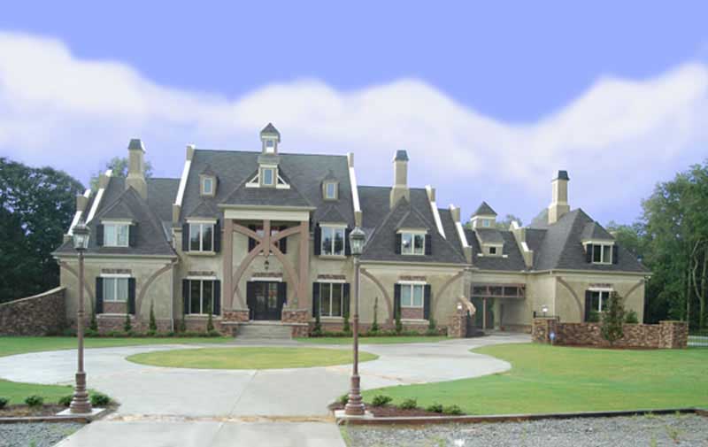 Front elevation of European mansion (ThePlanCollection: House Plan #106-1218)