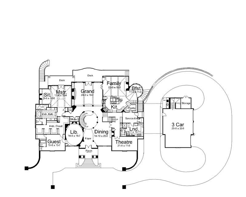 Floor Plan First Story of European Plan #106-1218