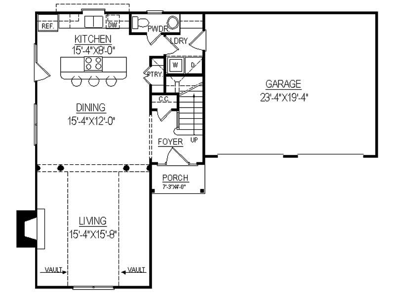 Floor Plan First Story of European Plan #106-1219