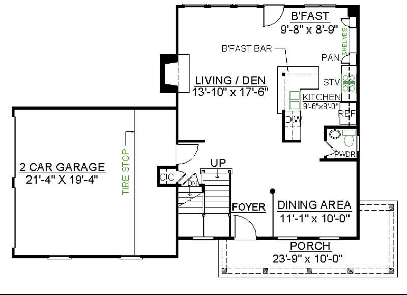 Floor Plan First Story of European Plan #106-1220