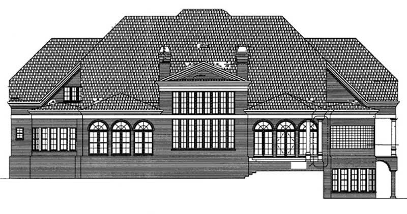 Home Plan Rear Elevation of this 5-Bedroom,6095 Sq Ft Plan -106-1223