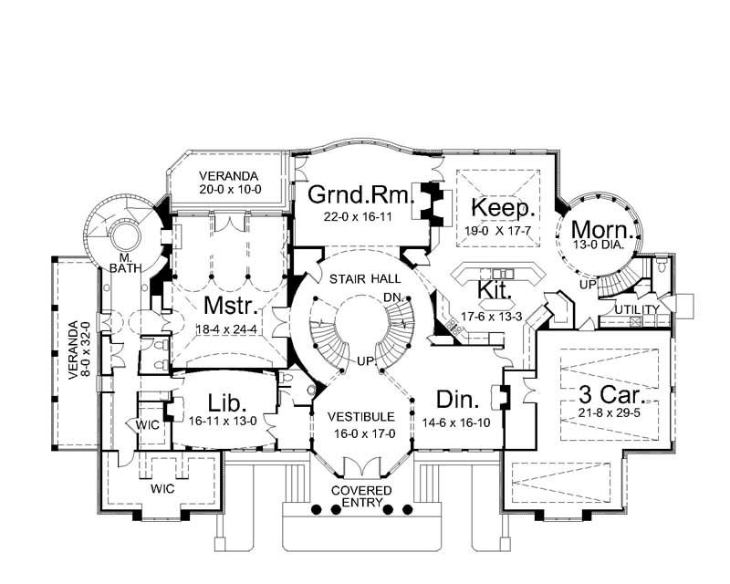 Floor Plan First Story of Colonial Plan #106-1223