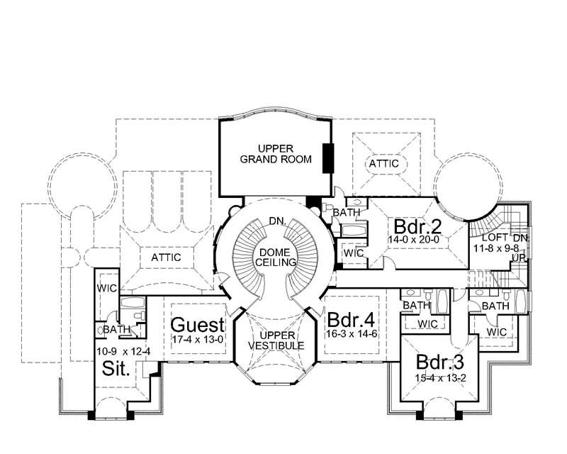 Floor Plan Second Story of Colonial Plan #106-1223