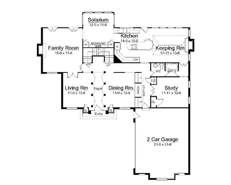 Floor Plan Main Level of European Plan #106-1227