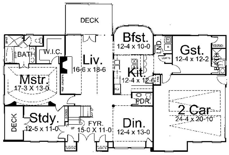 Floor Plan First Story of European Plan #106-1229