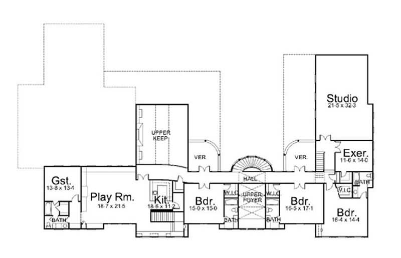 Floor Plan Second Story of Colonial Plan #106-1234
