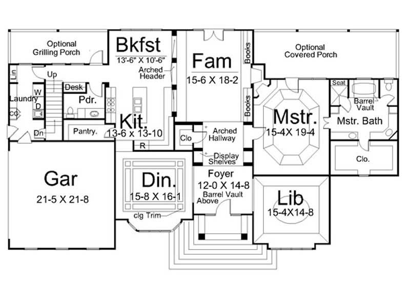 Floor Plan First Story of European Plan #106-1240