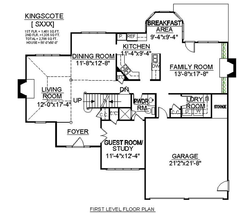 Floor Plan First Story of European Plan #106-1245
