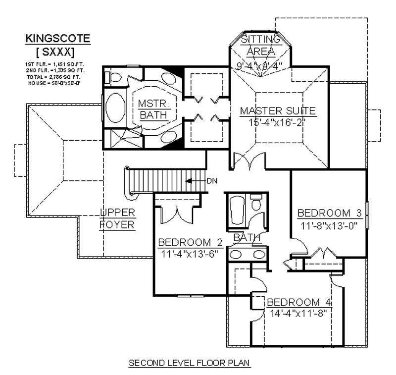 Floor Plan Second Story of European Plan #106-1245