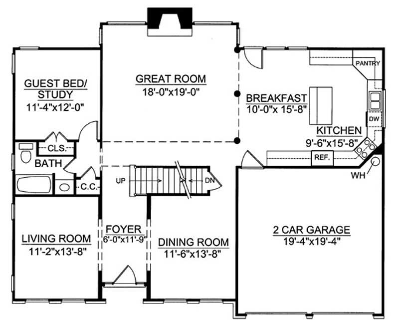 Floor Plan First Story of European Plan #106-1247
