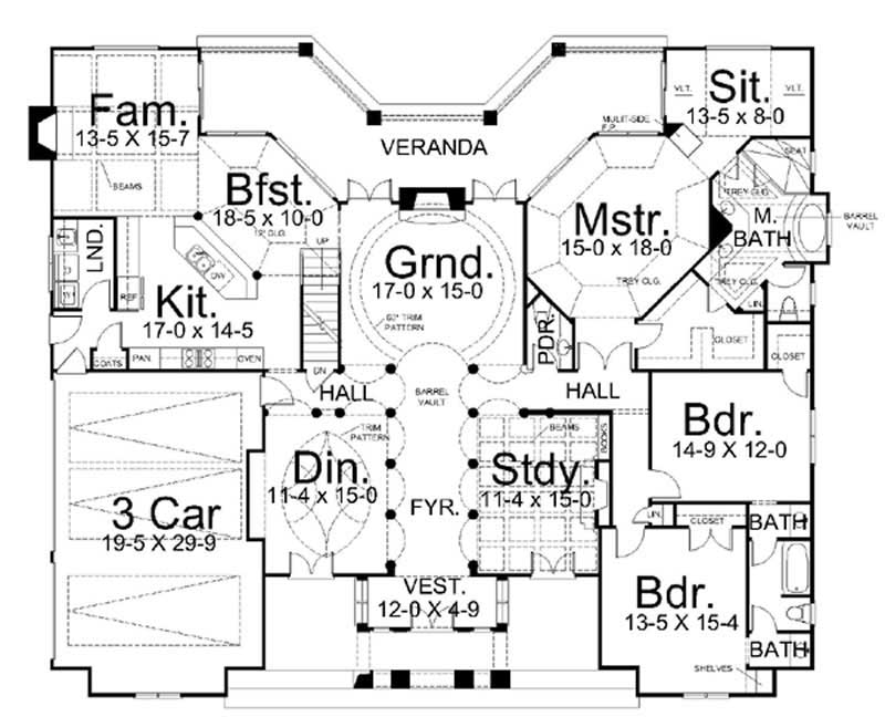 Floor Plan First Story of European Plan #106-1249