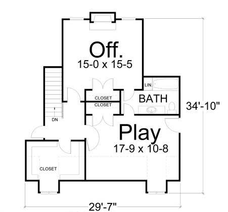 Floor Plan Second Story of European Plan #106-1249