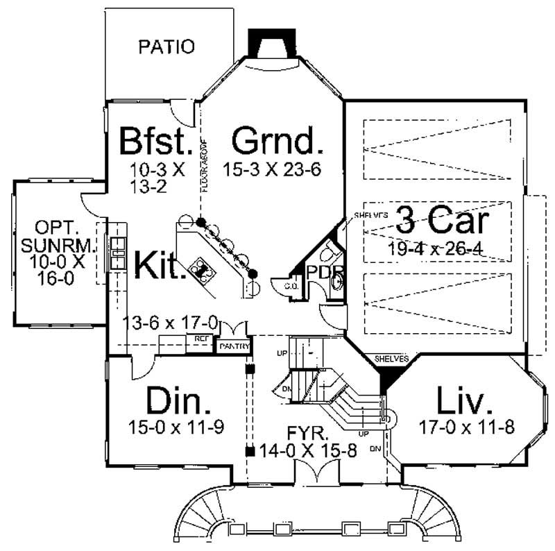 Floor Plan First Story of European Plan #106-1251