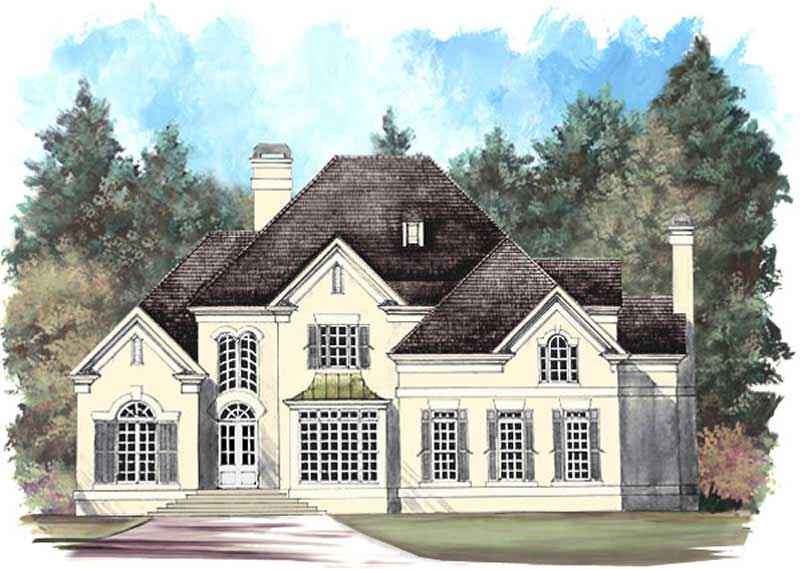Front elevation of European home (ThePlanCollection: House Plan #106-1252)