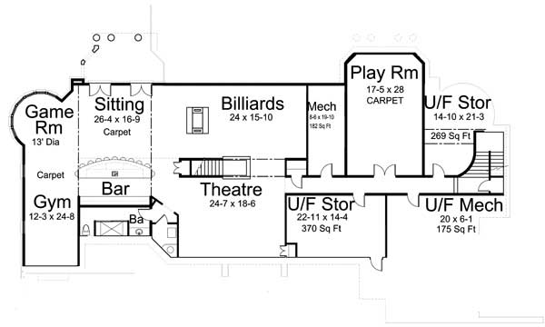 Floor Plan Basement of European Plan #106-1255