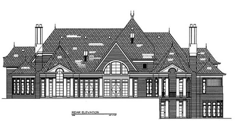 Home Plan Rear Elevation of this 5-Bedroom,6712 Sq Ft Plan -106-1255
