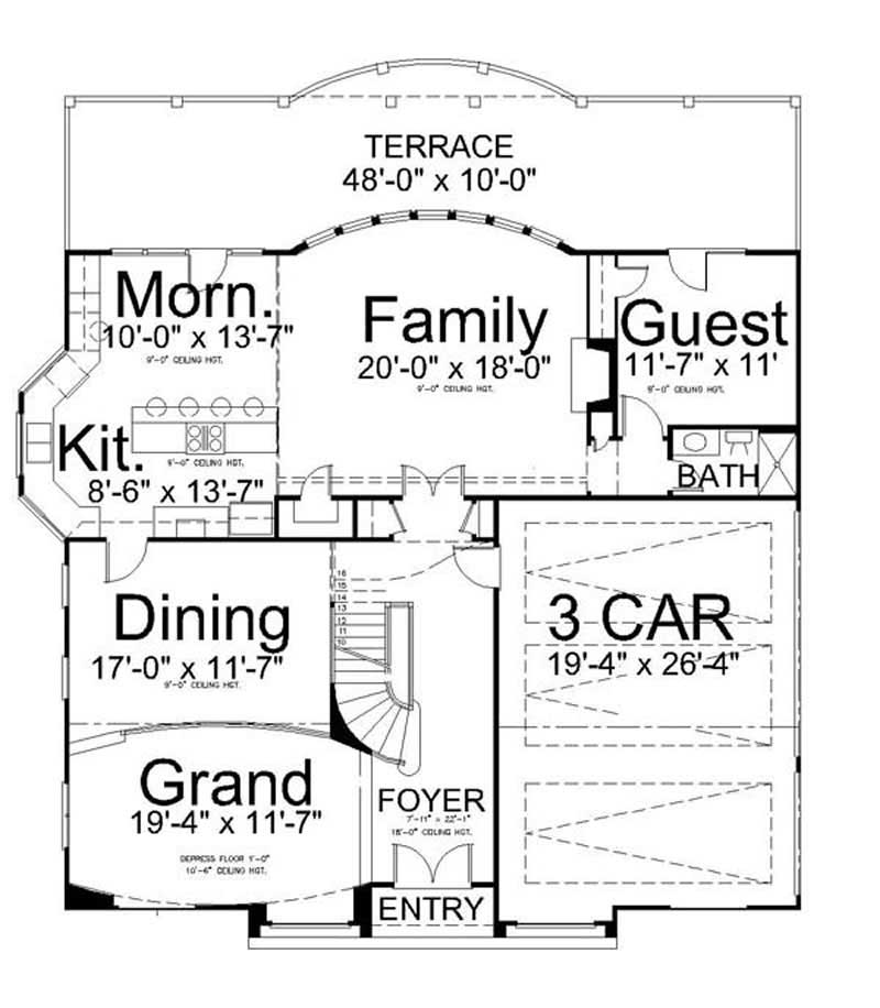 Floor Plan First Story of European Plan #106-1258
