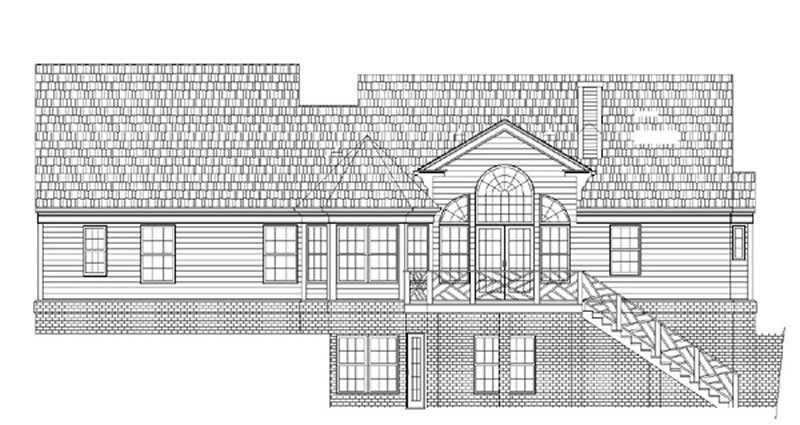 Home Plan Rear Elevation of this 3-Bedroom,1816 Sq Ft Plan -106-1259