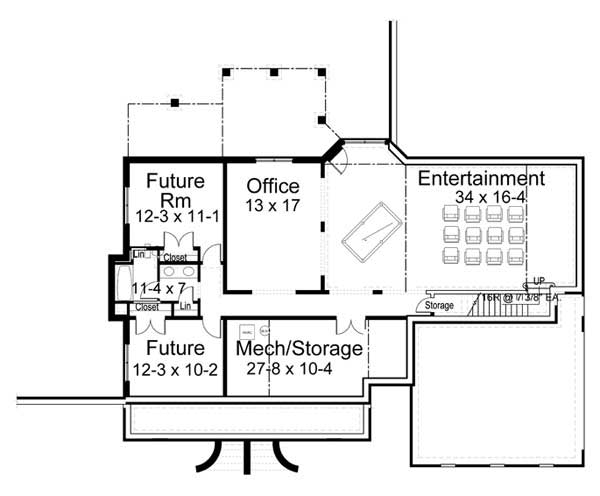 Floor Plan Basement of European Plan #106-1259