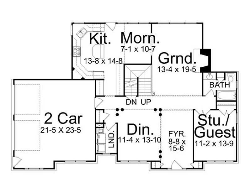 Floor Plan First Story of European Plan #106-1260