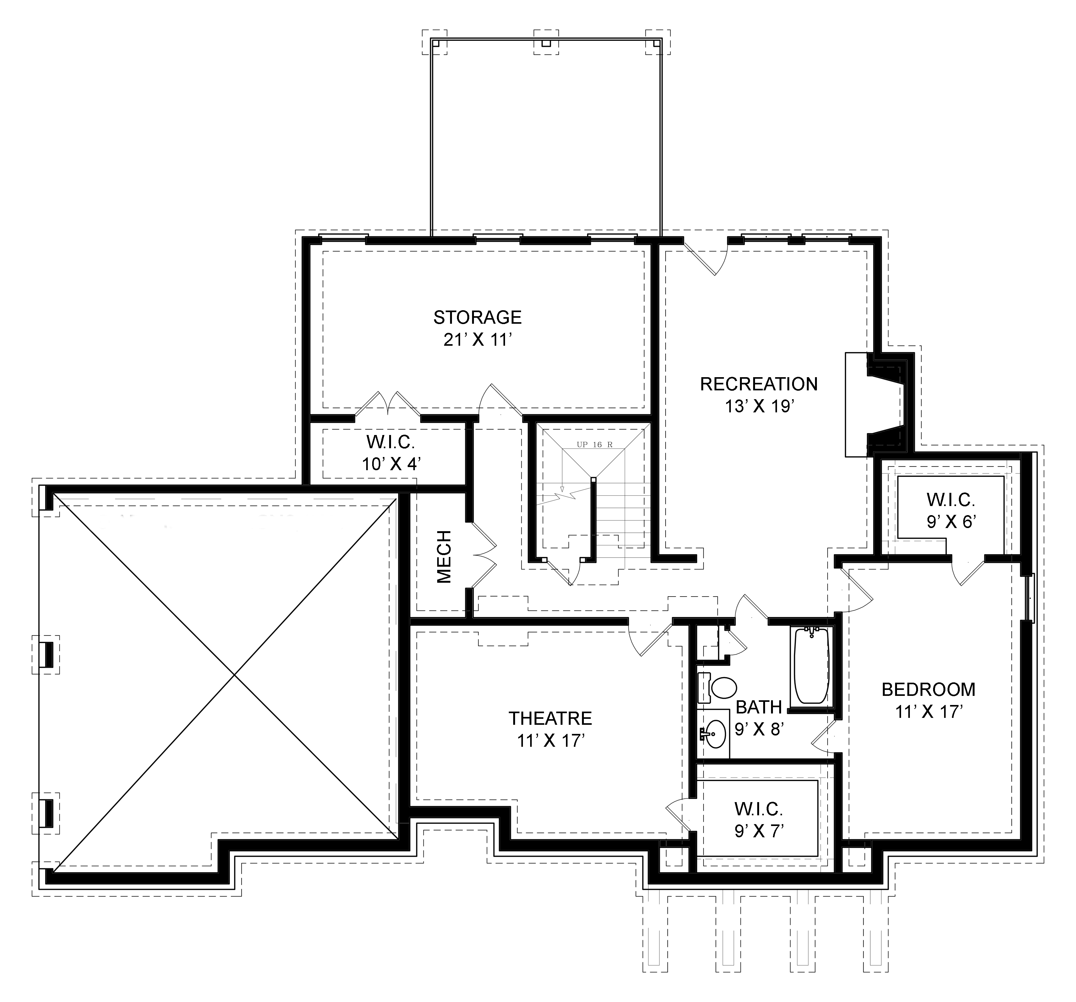 Floor Plan Basement of European Plan #106-1260