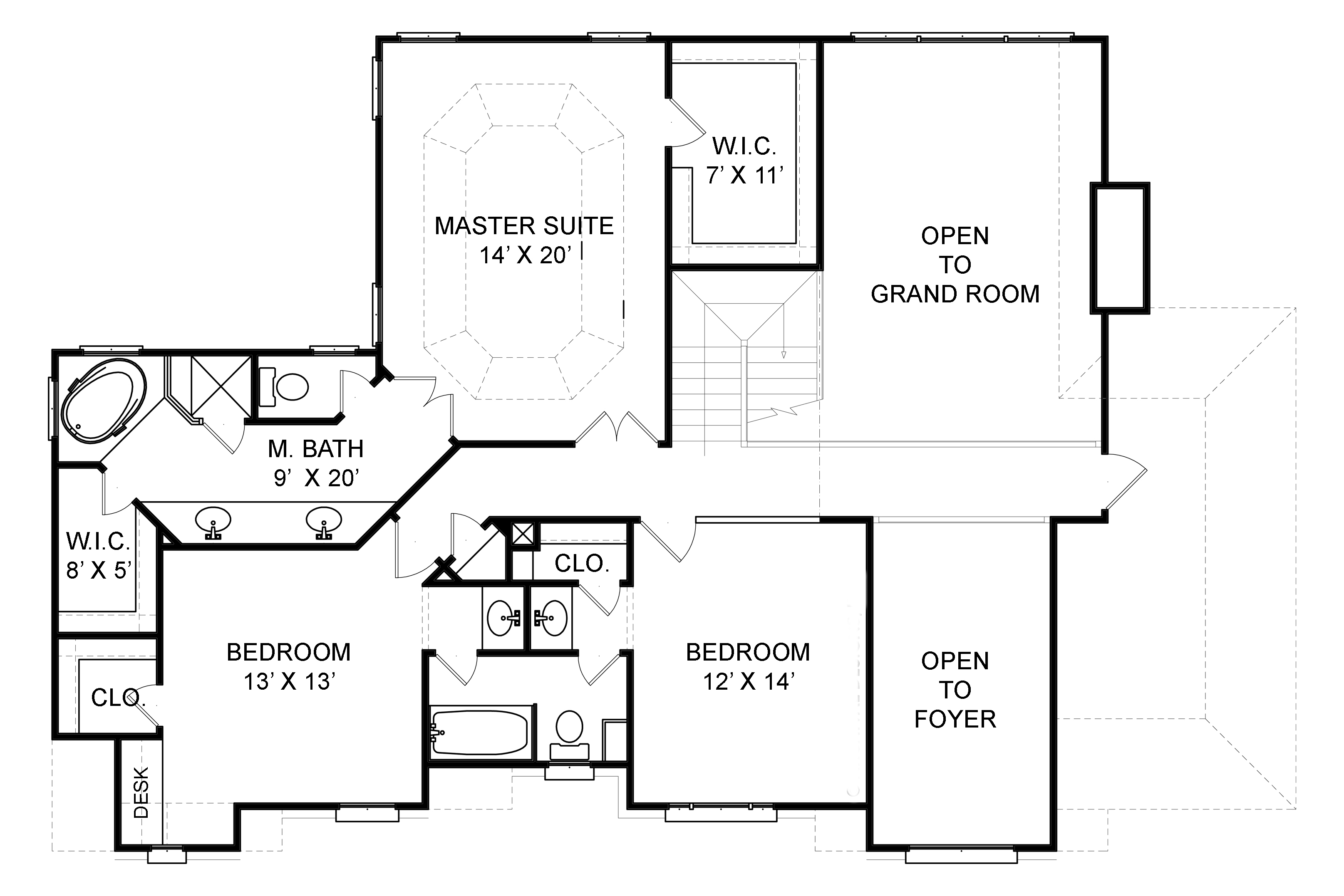 Floor Plan Second Story of European Plan #106-1260