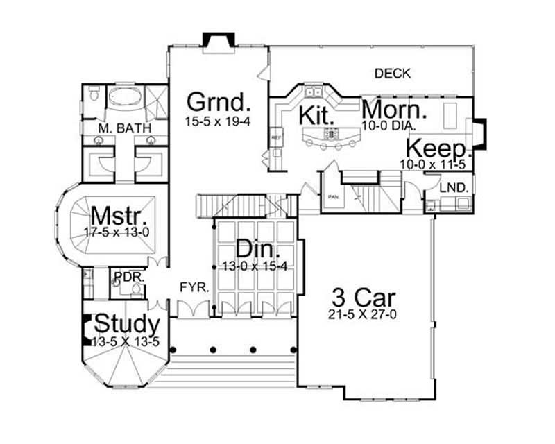 Floor Plan First Story of European Plan #106-1261