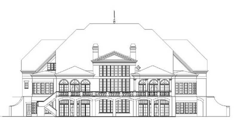 Home Plan Rear Elevation of this 4-Bedroom,8100 Sq Ft Plan -106-1262