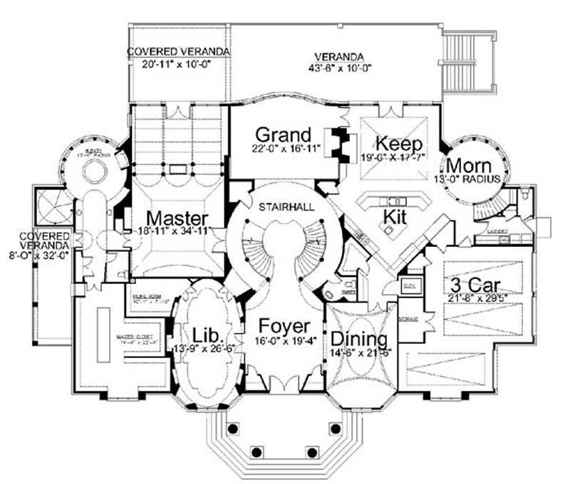 Floor Plan First Story of Colonial Plan #106-1262