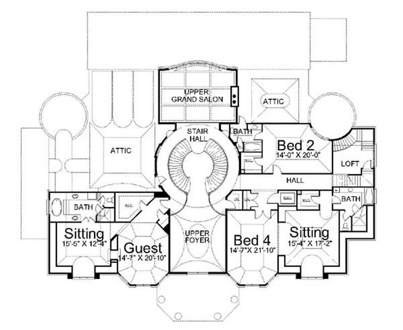 Floor Plan Second Story of Colonial Plan #106-1262
