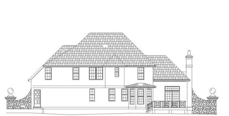 Home Plan Rear Elevation of this 4-Bedroom,2261 Sq Ft Plan -106-1266