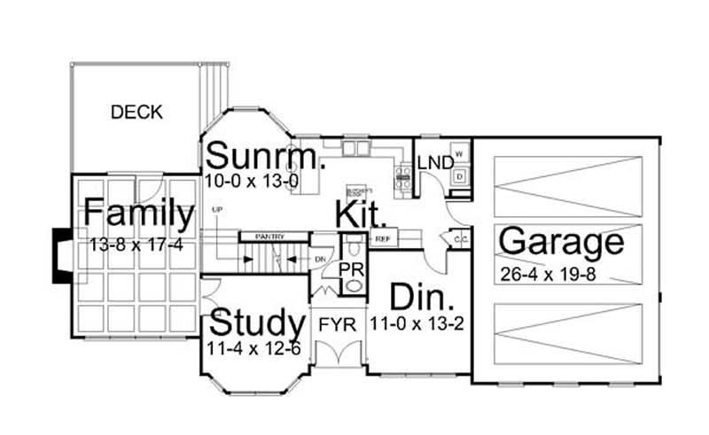 Floor Plan First Story of Traditional Plan #106-1266
