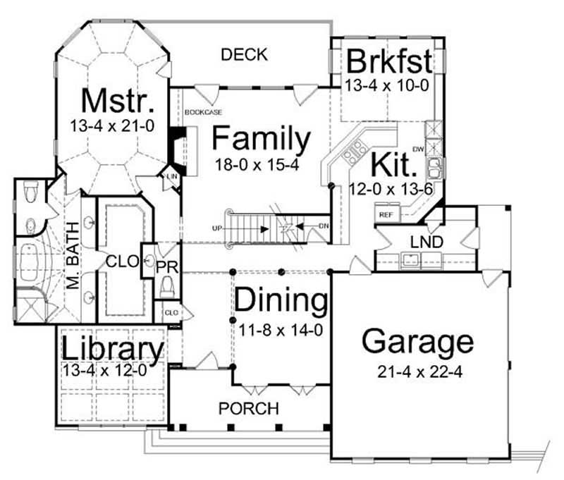 Floor Plan First Story of European Plan #106-1267