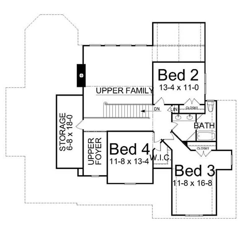 Floor Plan Second Story of European Plan #106-1267